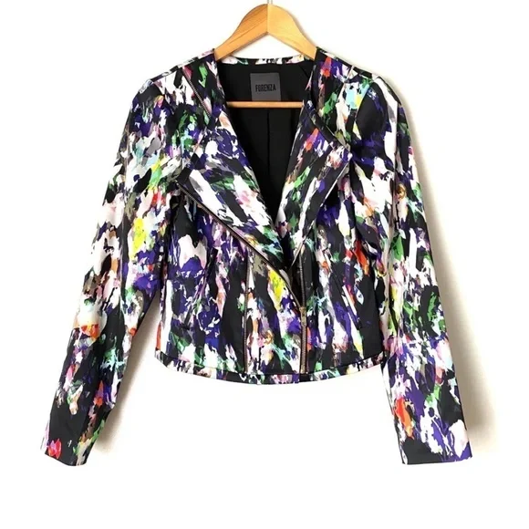 FORENZA WATERCOLOR ZIPPER CROP JACKET- SIZE S Office Siren - Picture 2 of 8